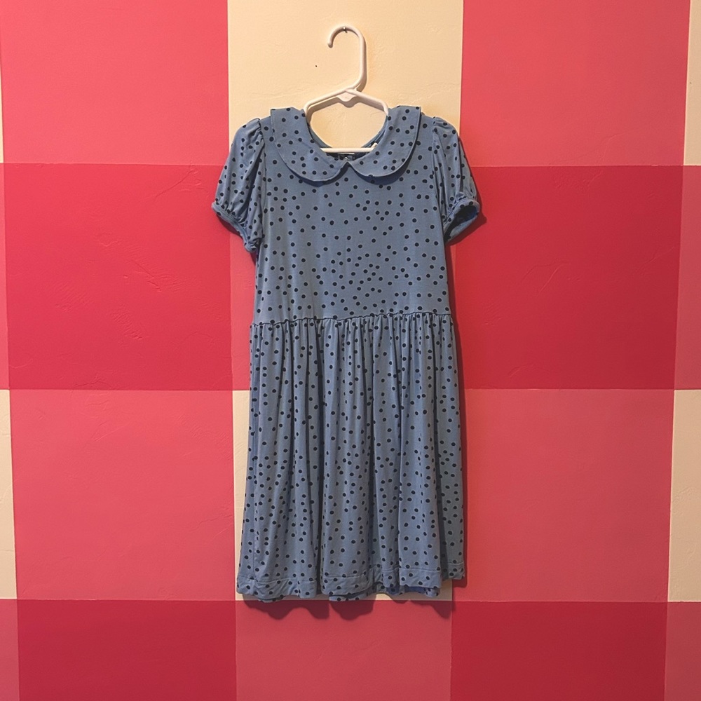 Kate Quinn blue Peter Pan collar bamboo dress, size 5 kids